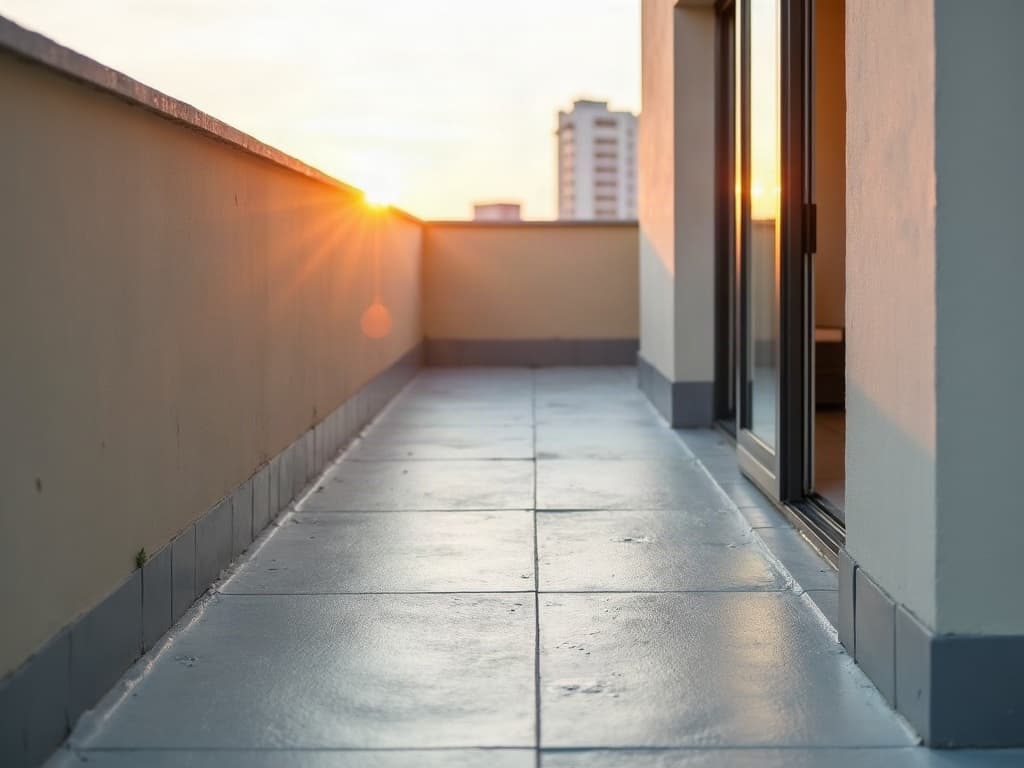 Seramiği sökülmüş balkon zemininde sürme su yalıtımı; duvar birleşiminde bant detayı